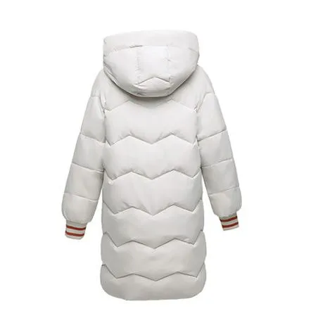 Thigh-Length Hooded Flap Pocket Puffer Coat