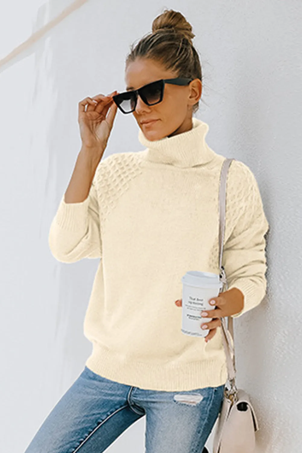 Turtleneck Knitted Pullover Sweater