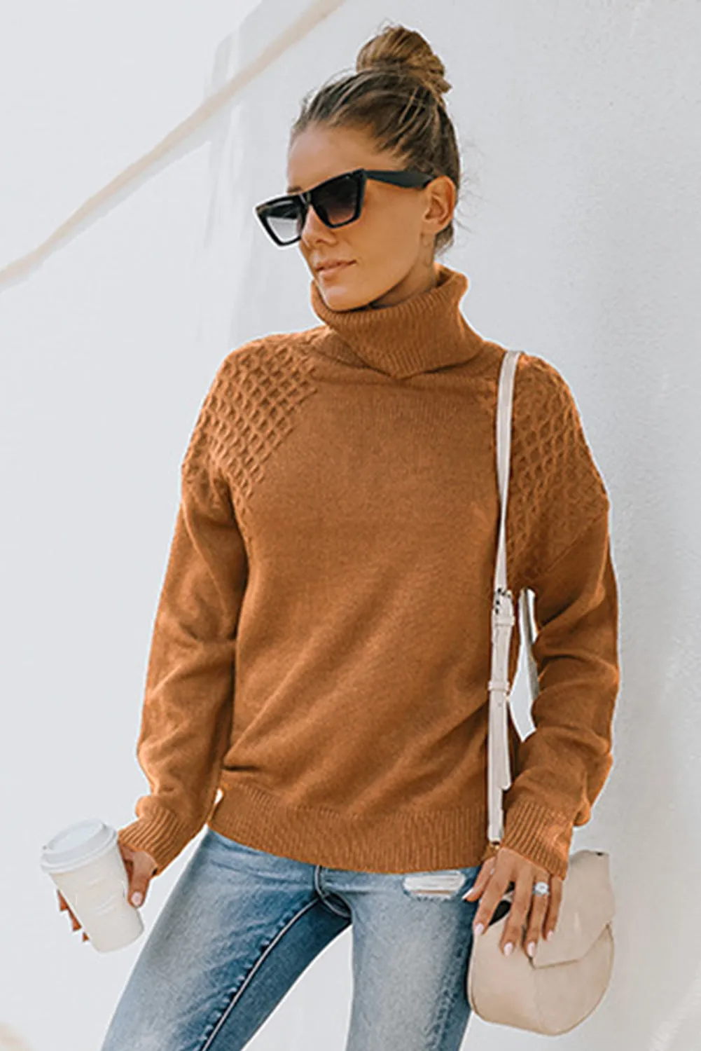 Turtleneck Knitted Pullover Sweater