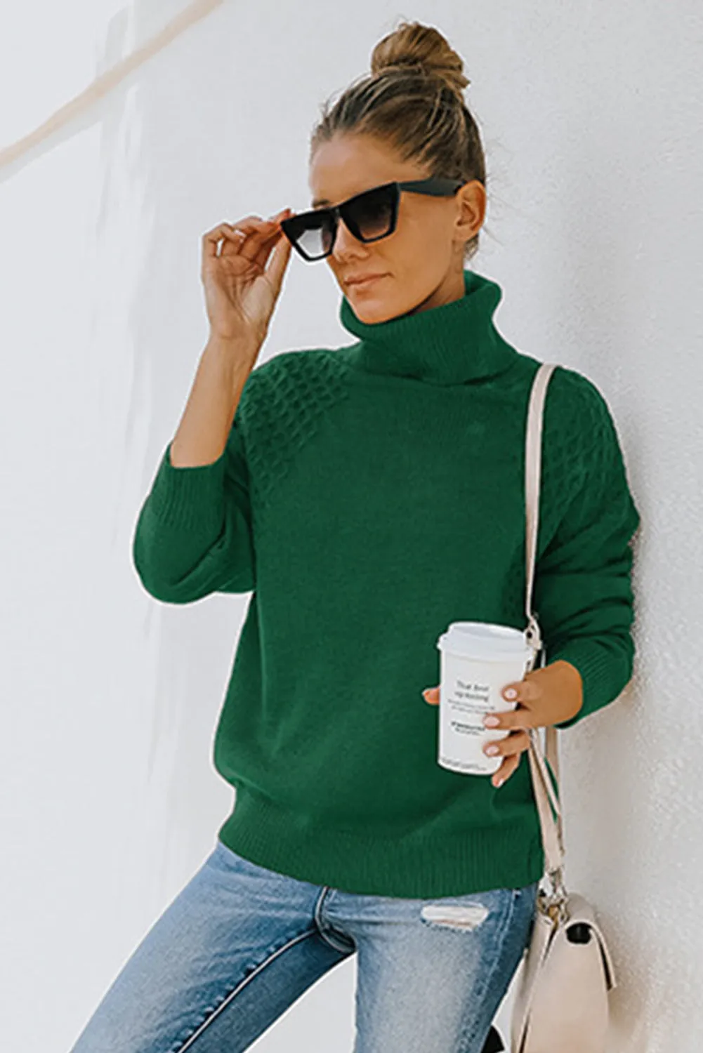 Turtleneck Knitted Pullover Sweater