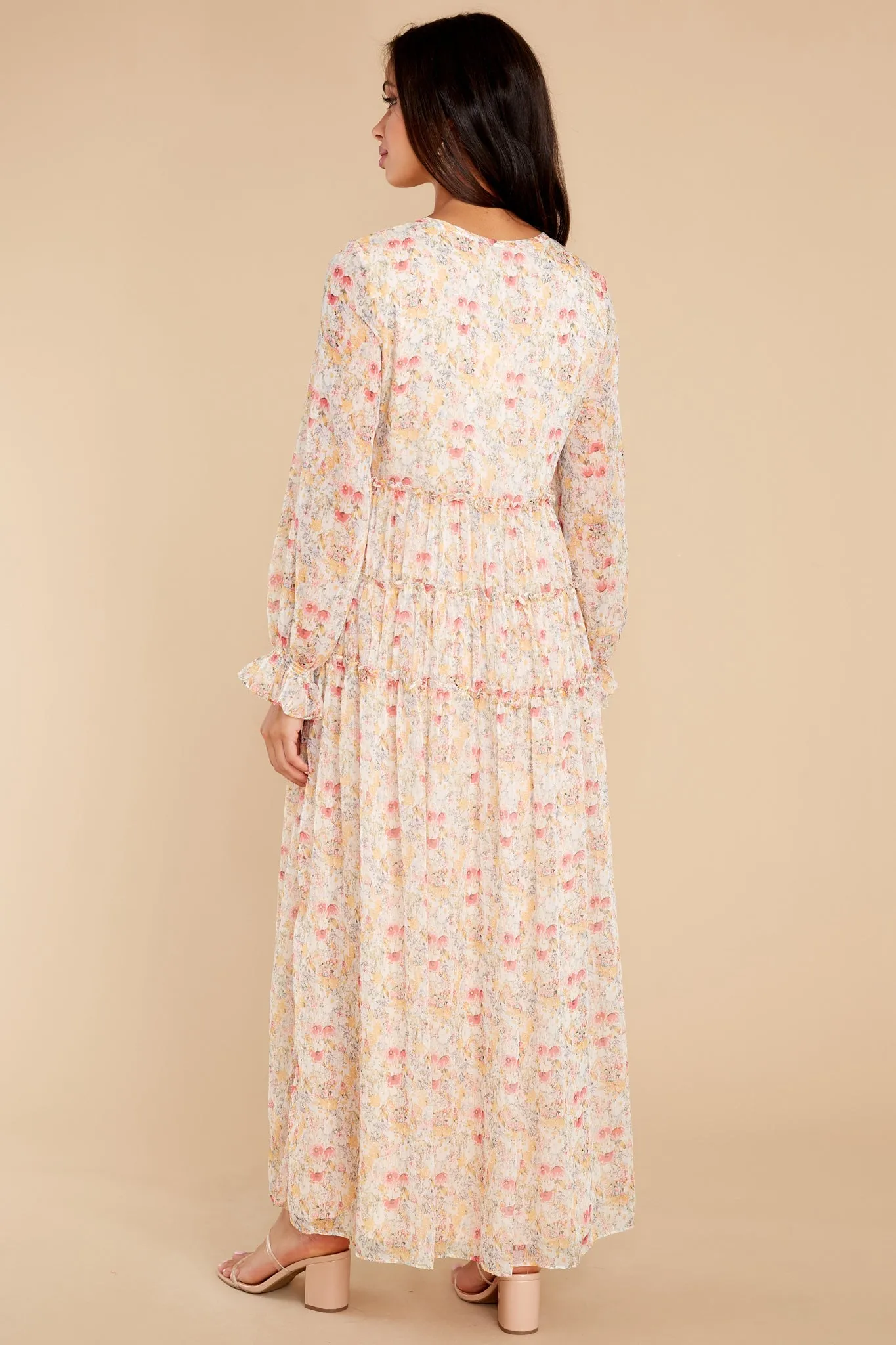 Up For Adventure Ivory Multi Floral Print Maxi Dress