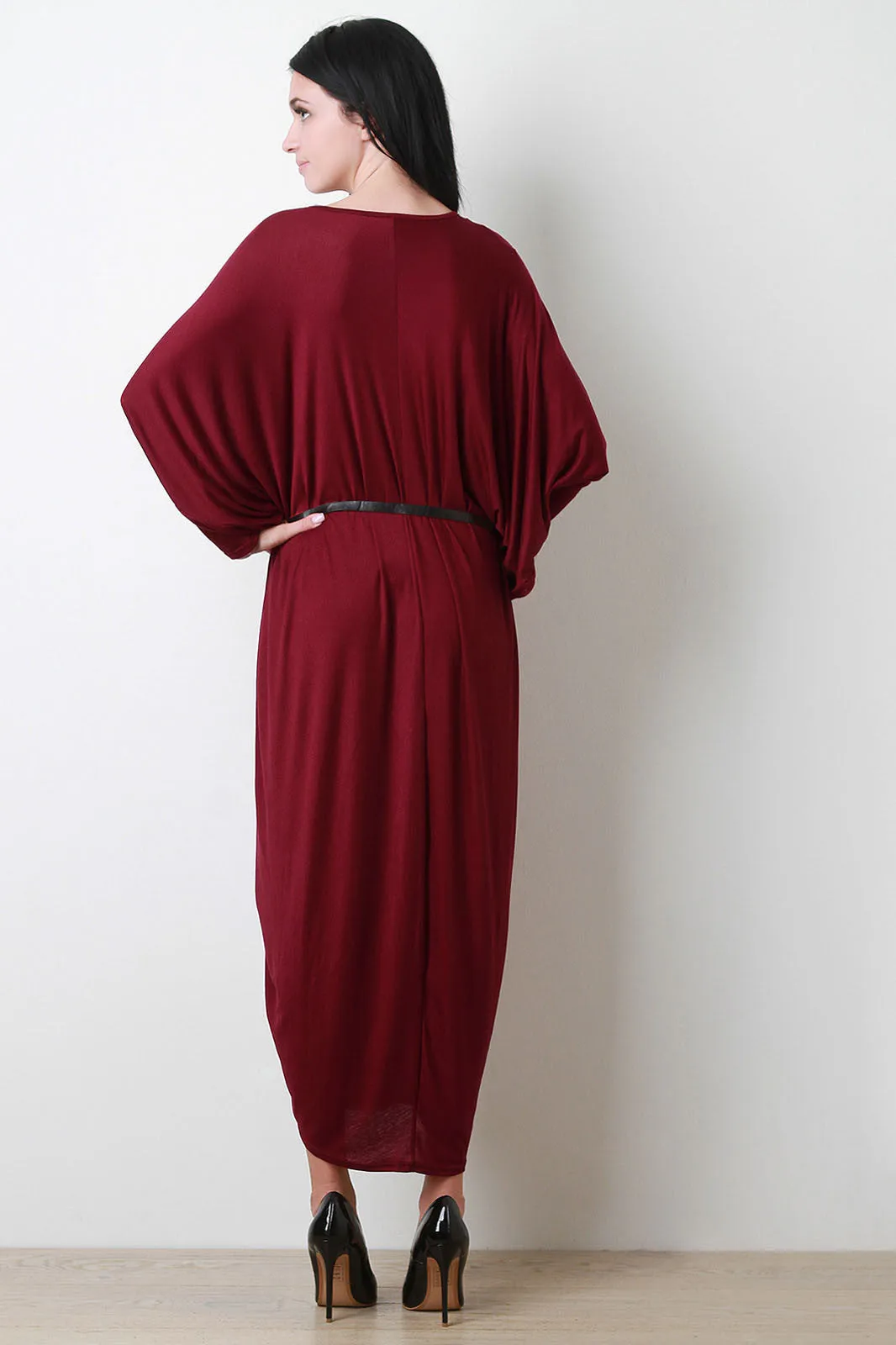 V-Neck Dolman Sleeve Maxi Dress