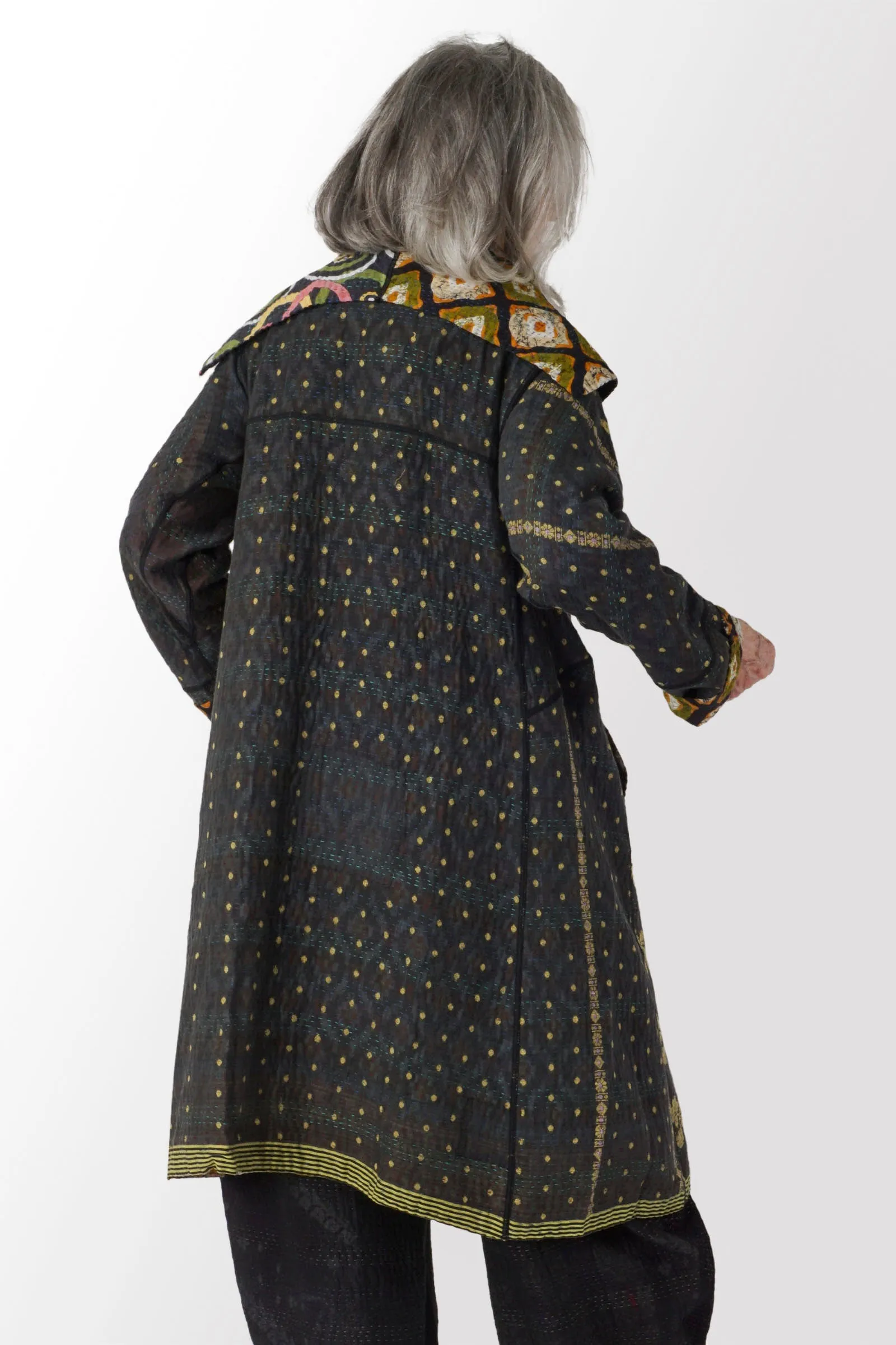 VINTAGE COTTON KANTHA A-LINE COAT - cv4309-0049a -