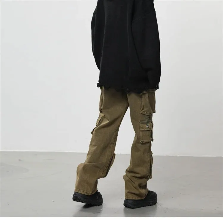 Washed Safari Style Cargo Pants