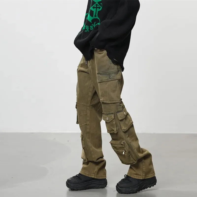 Washed Safari Style Cargo Pants