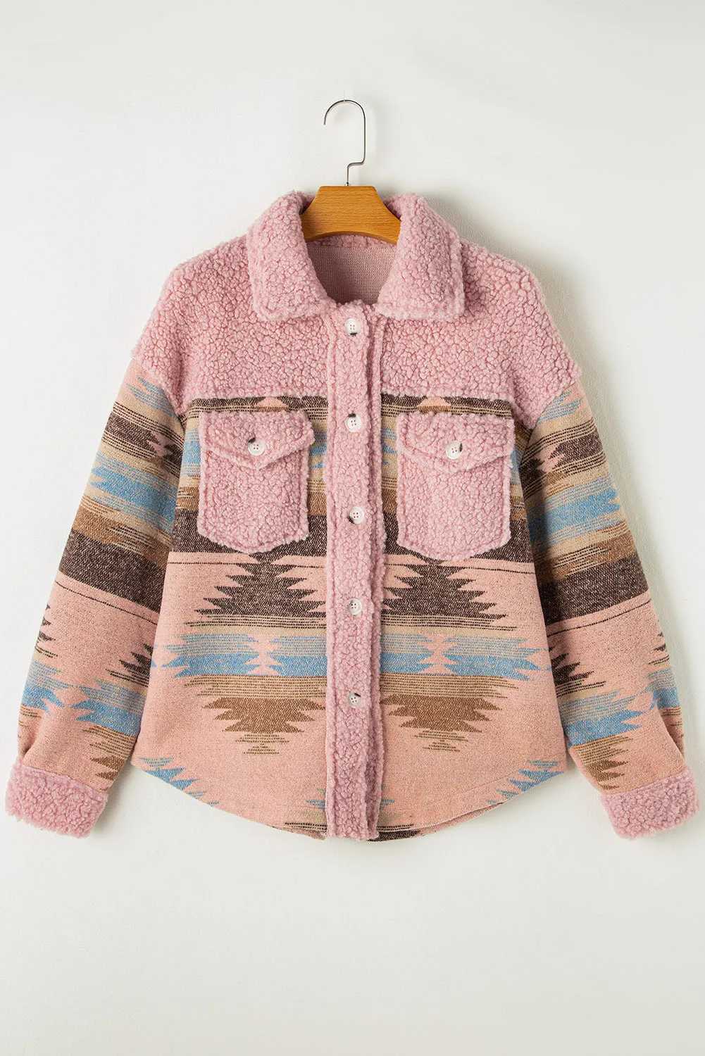 Western Aztec Sherpa Buttoned Coat