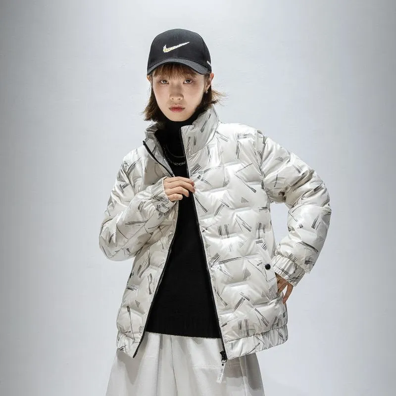 White Duck Down Warmth Printed Casual Down Jacket