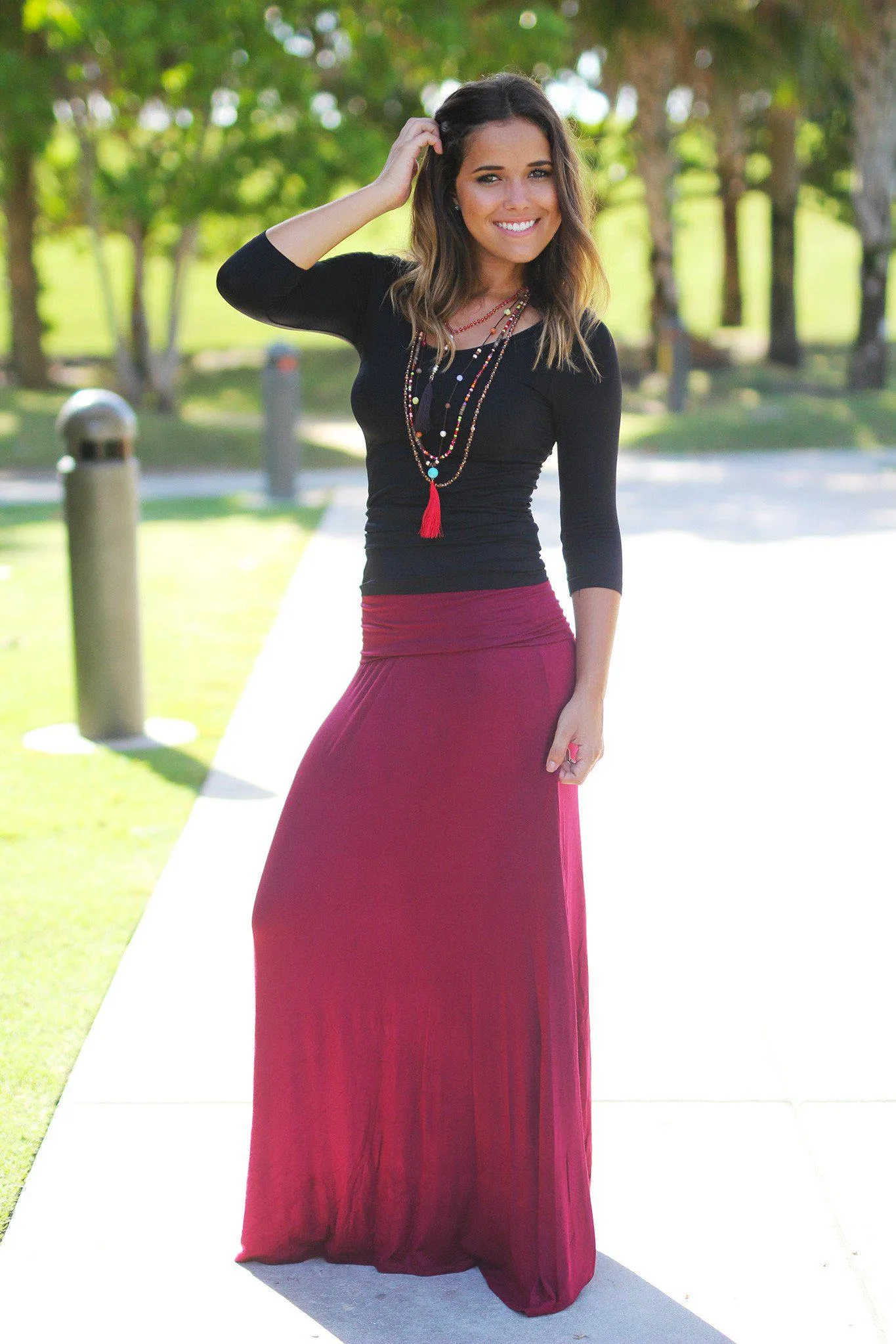 Wine Maxi Skirt