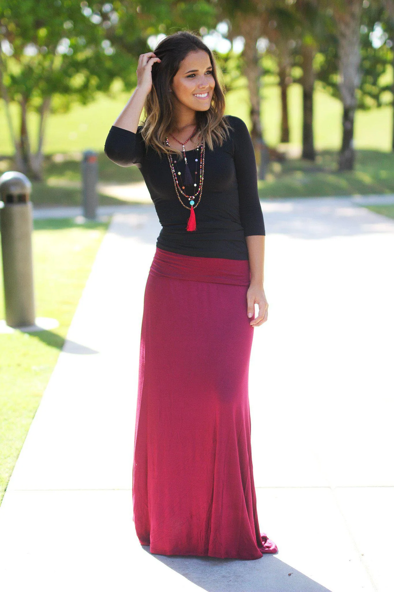 Wine Maxi Skirt