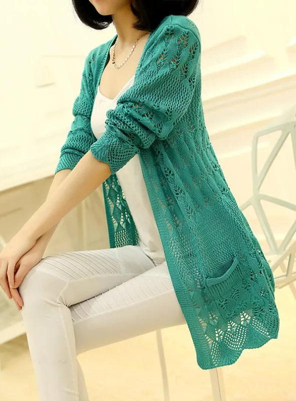 Women Thin Knit Cardigan Sweater Female Jacket