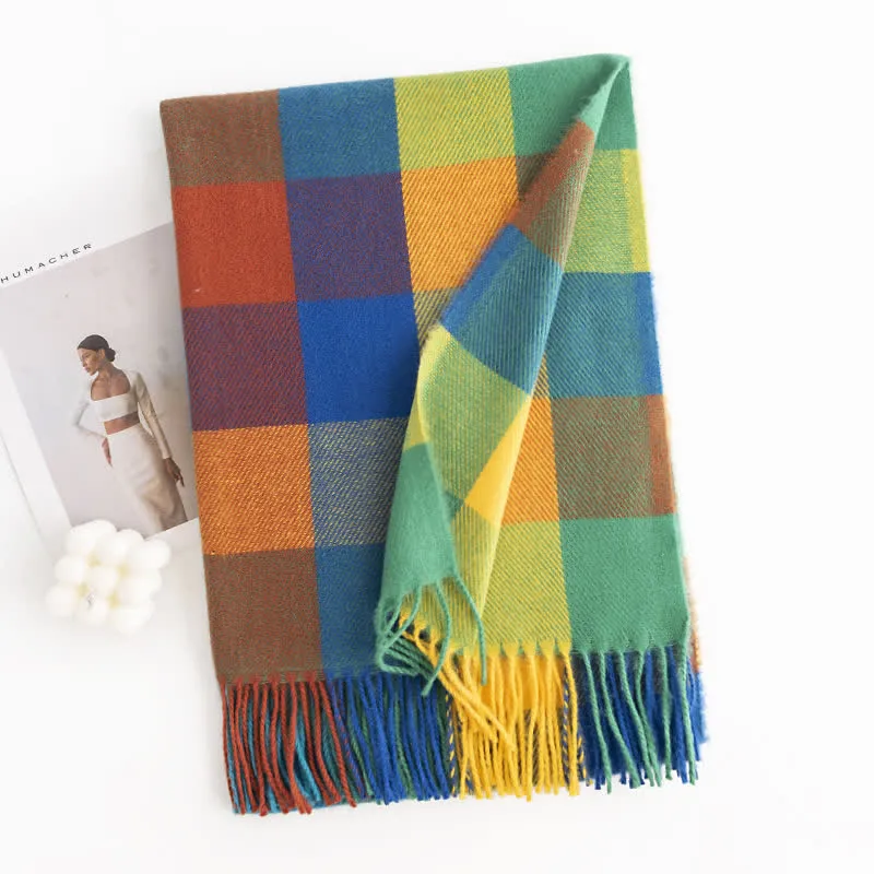 Women's Bright Vivid Colors Fringed Scarf