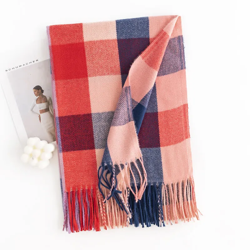 Women's Bright Vivid Colors Fringed Scarf