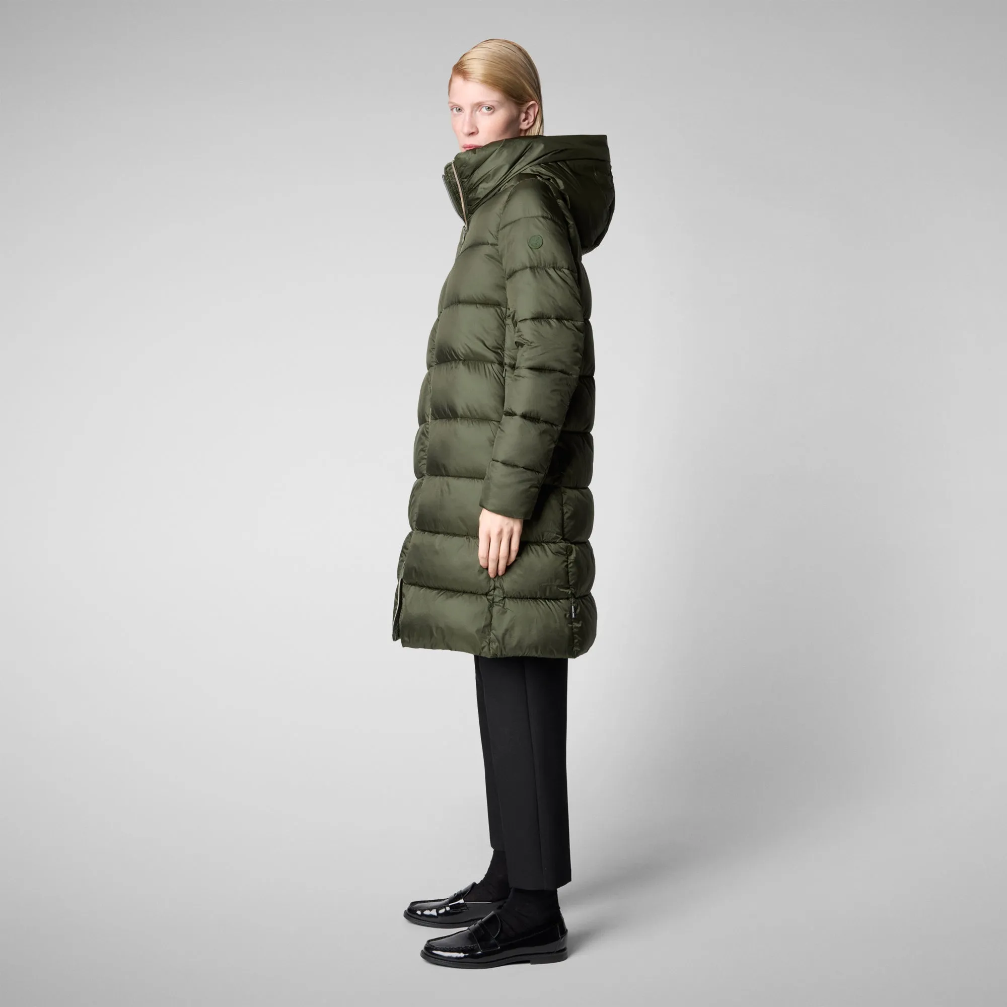 Women's Hooded Animal free Puffer Lysa Coat Pine Green