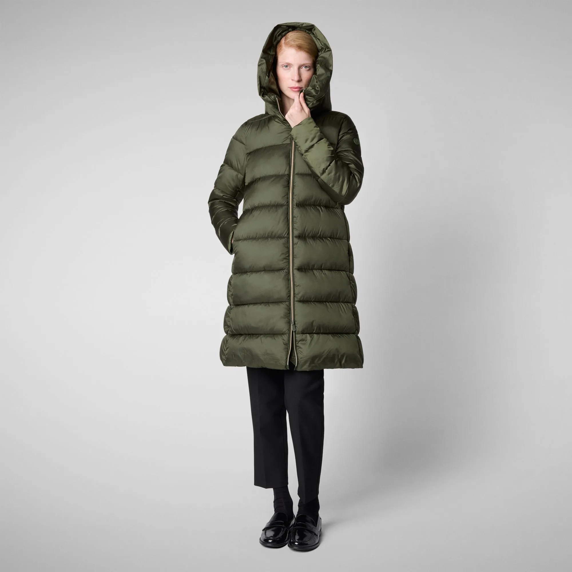 Women's Hooded Animal free Puffer Lysa Coat Pine Green