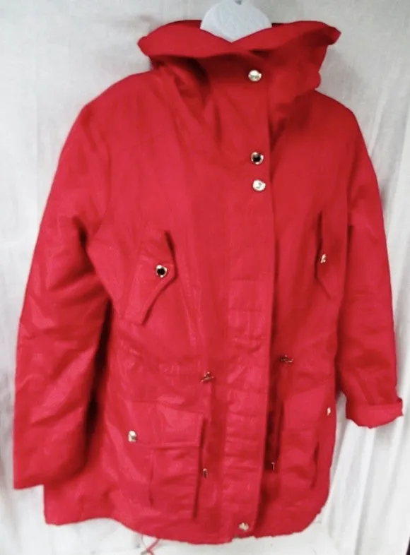 Womens Ladies STEVE MADDEN Hood COAT Jacket PARKA Boho FIRE RED L