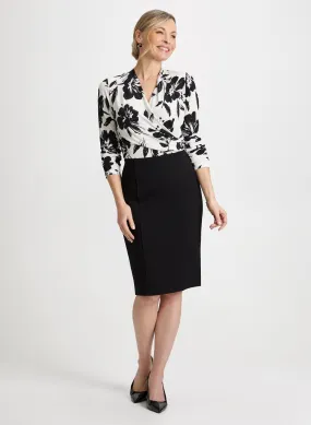 Wrap-Style Top & Pencil Skirt