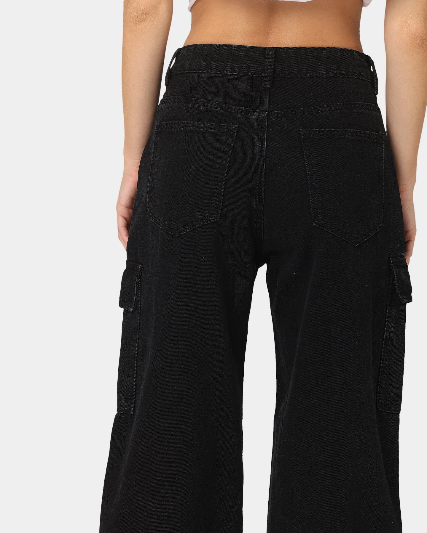 XXIII Women's Poppy Wide Leg Cargo Pants Washed Black