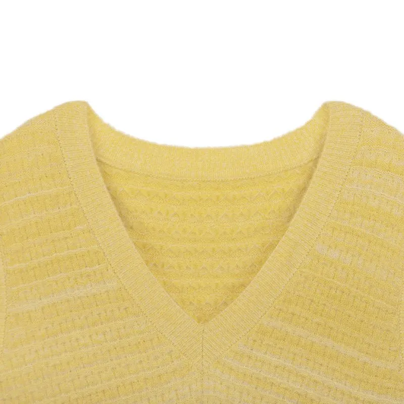 Yellow V Neck Wool Vest