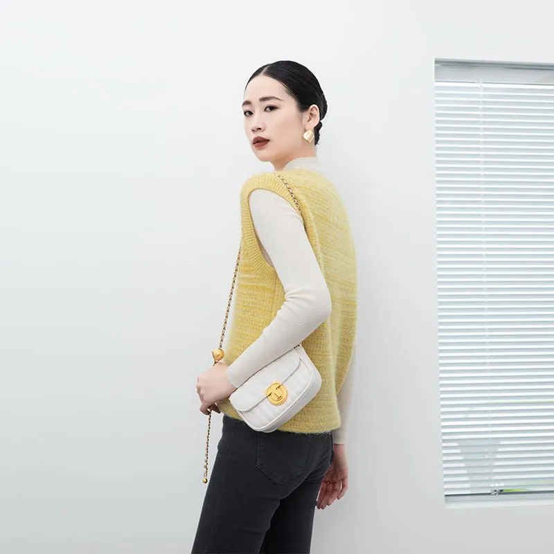 Yellow V Neck Wool Vest