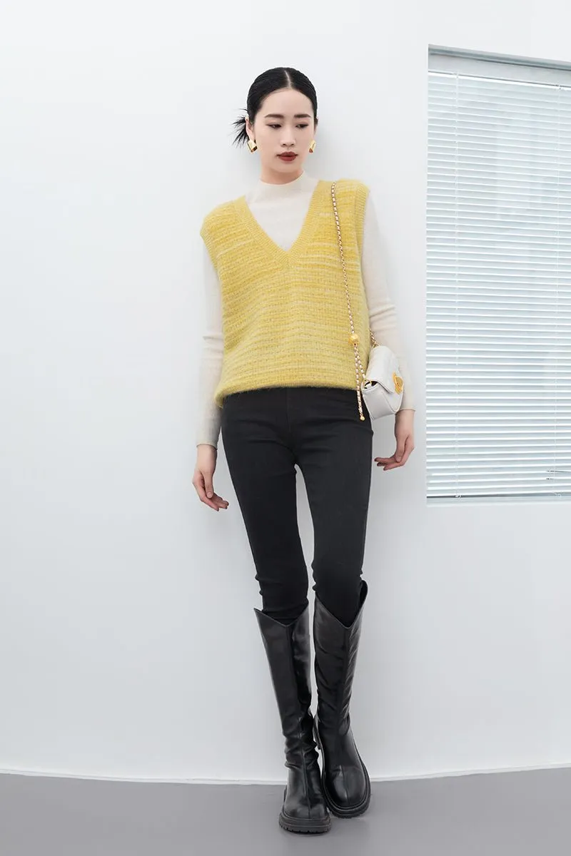 Yellow V Neck Wool Vest