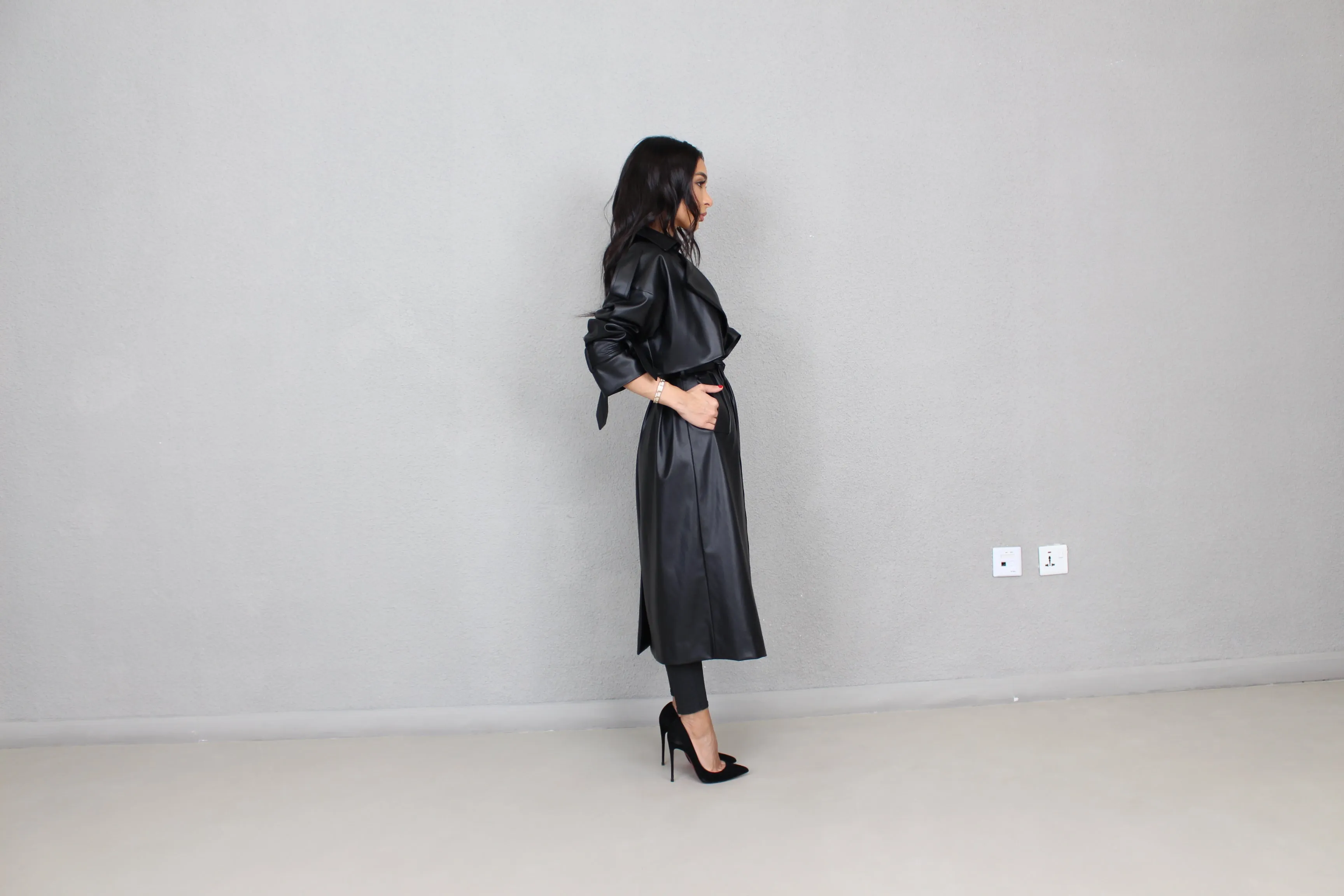 ZARA Leather Oversized Trench Coat