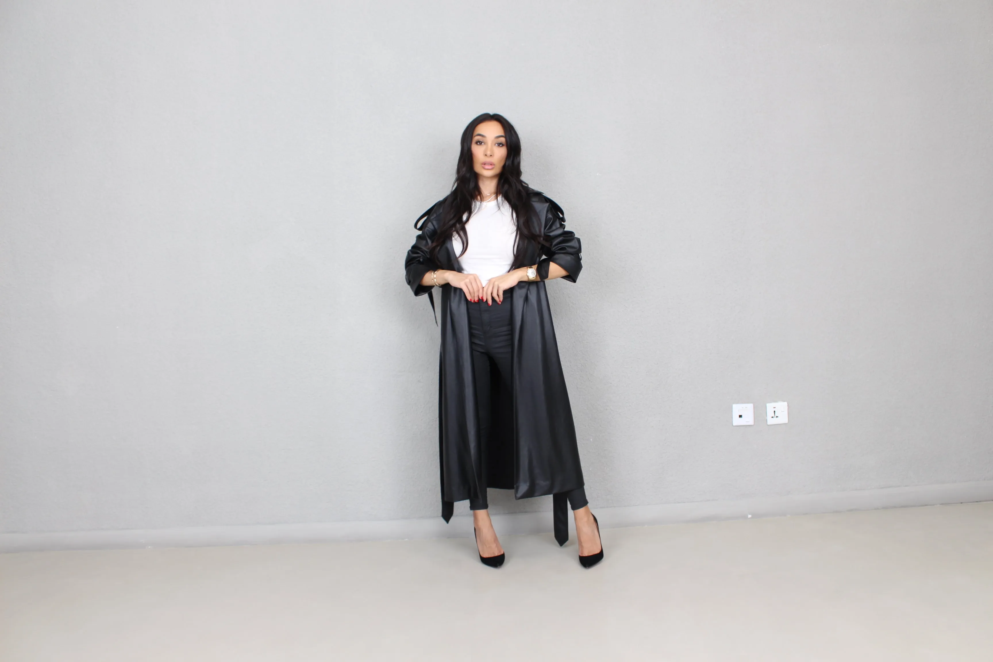 ZARA Leather Oversized Trench Coat