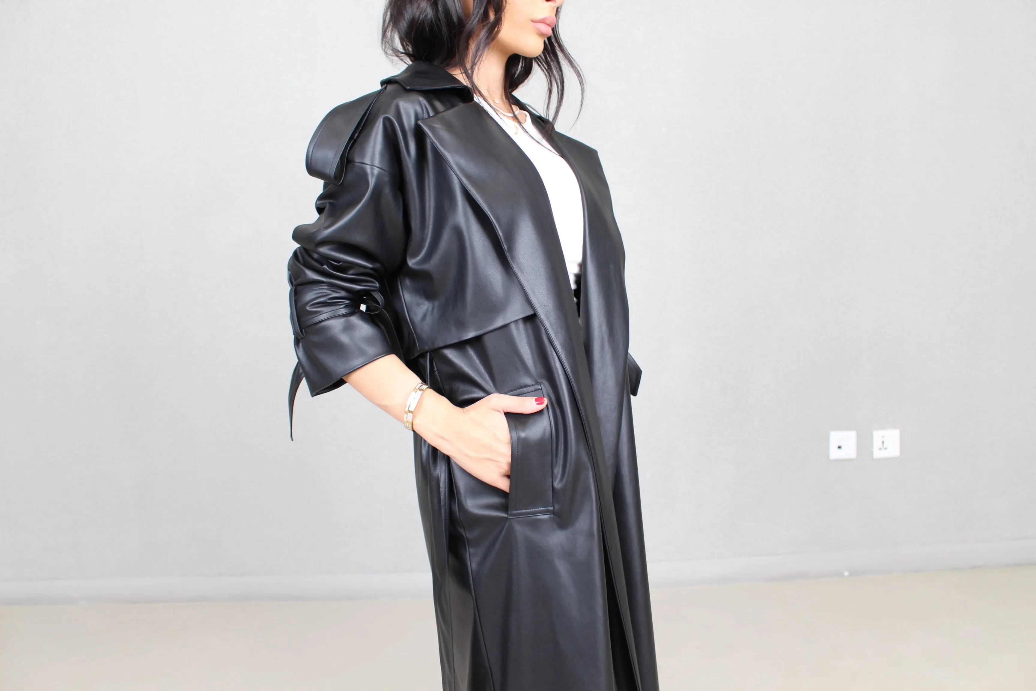 ZARA Leather Oversized Trench Coat